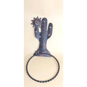 Metal Southwest Cactus Sun Wall Decor Towel Rack Towel Bar or Holder 13.5 Tall